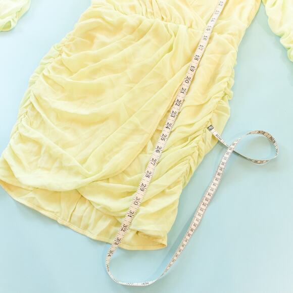 NBD x Revolve Yellow Butter Long Sleeve Ruffle Sheath Mini Dress Size Small - Picture 7 of 9